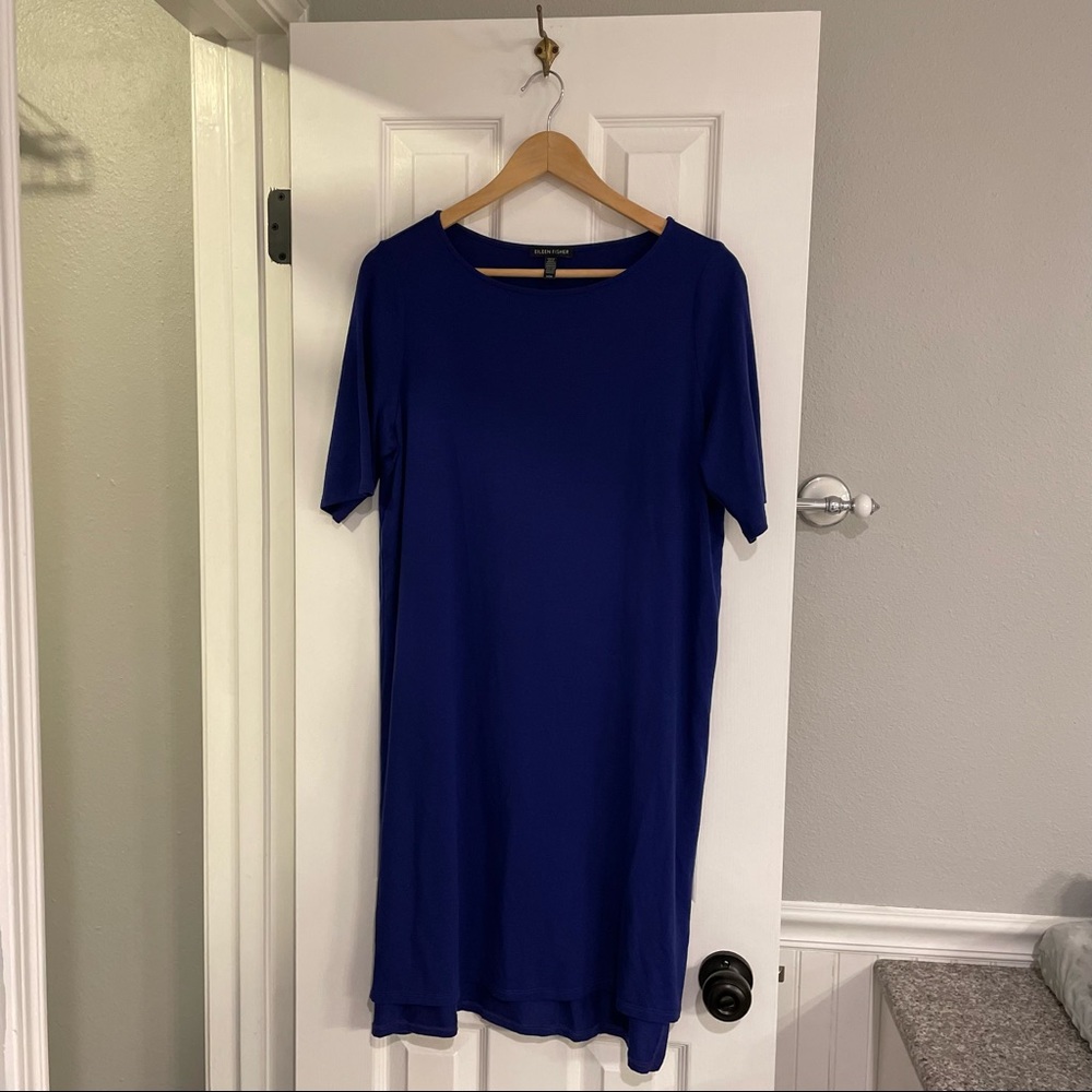 Eileen Fisher Cobalt Blue Tunic Top Medium Minimalist Capsule